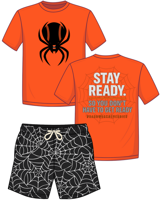 K+B- stay ready baseball spider/web shorts set