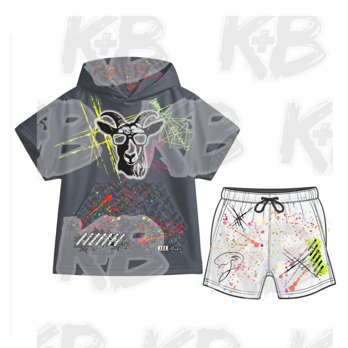 KB neon goat SS hooded set
