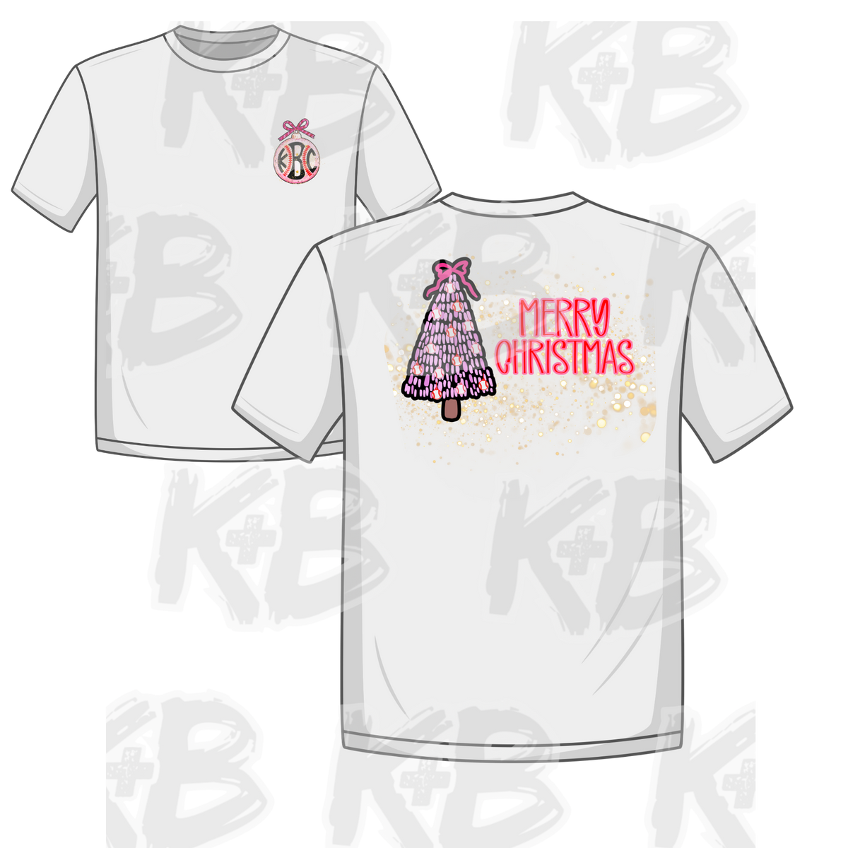 KB shirt-monogram ornament and tree