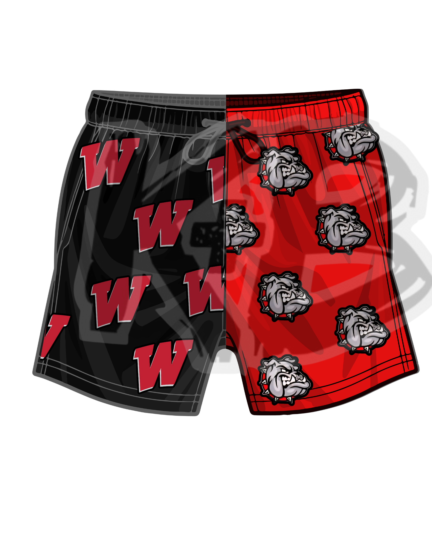 WA shorts red black scatter