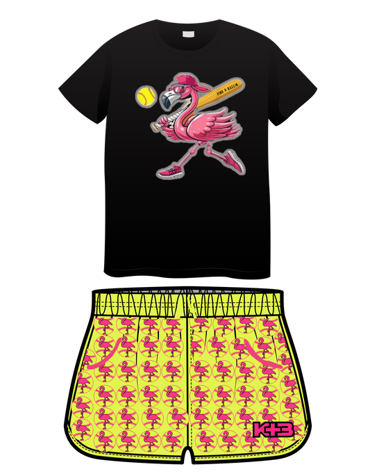 K+B Pink & Ballin Flamingo Softball Set