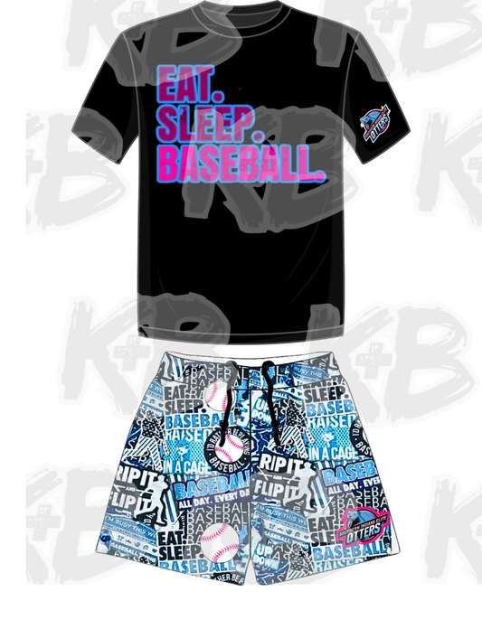 Otters Eat. Sleep. Baseball Set.