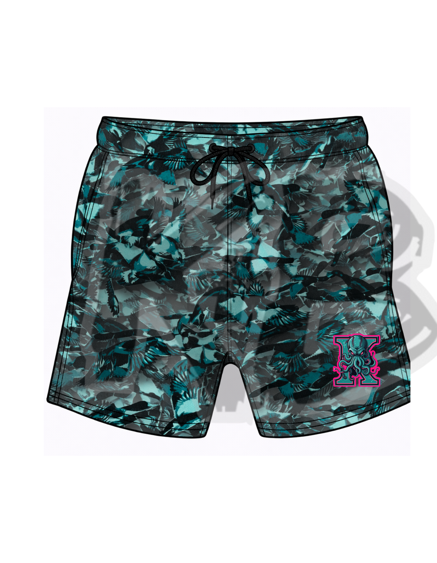 OKK shorts scatter camo teal