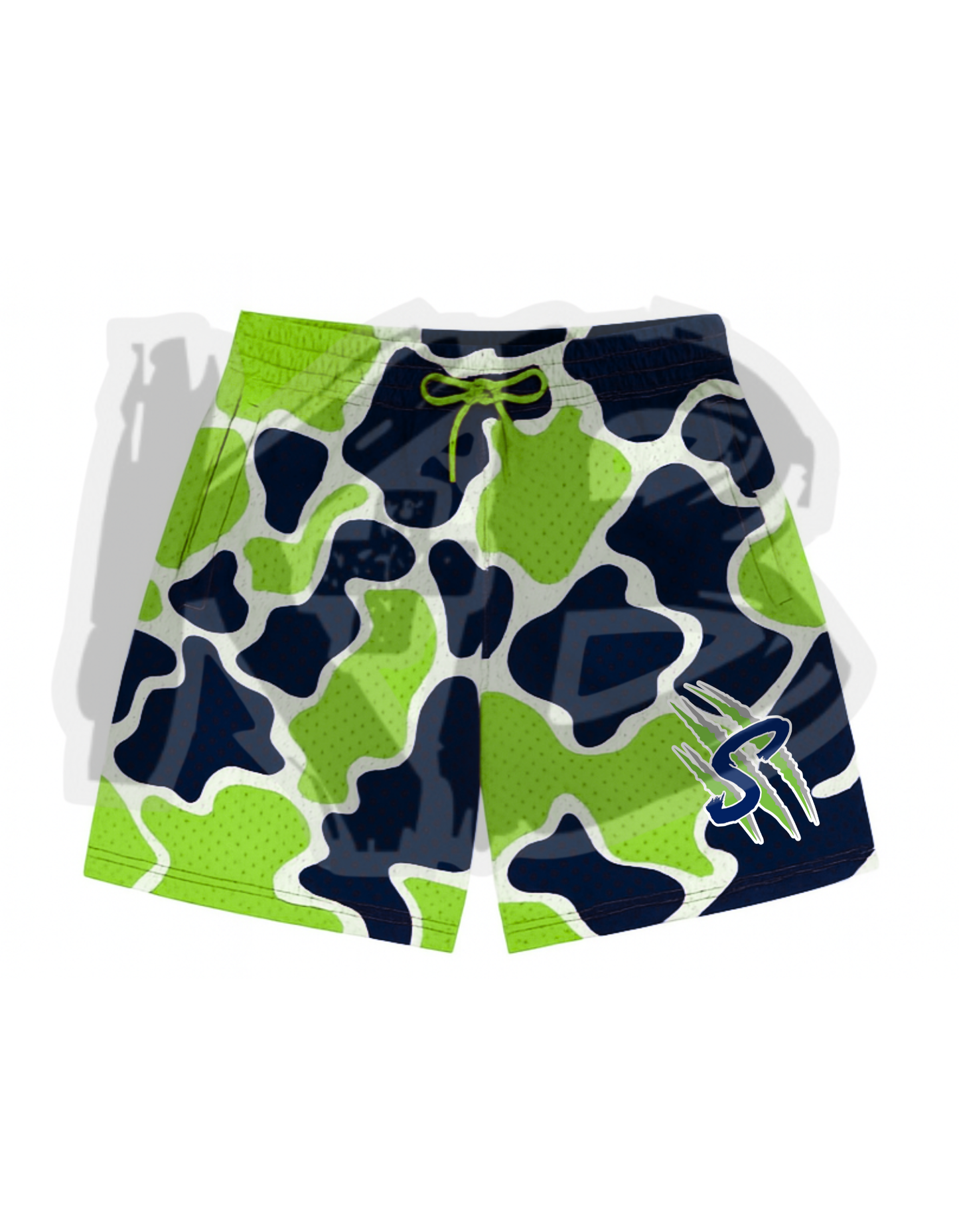 Savage navy/green camo logo shorts
