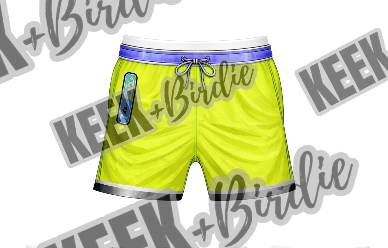 KB mechanical pencil shorts neon yellow