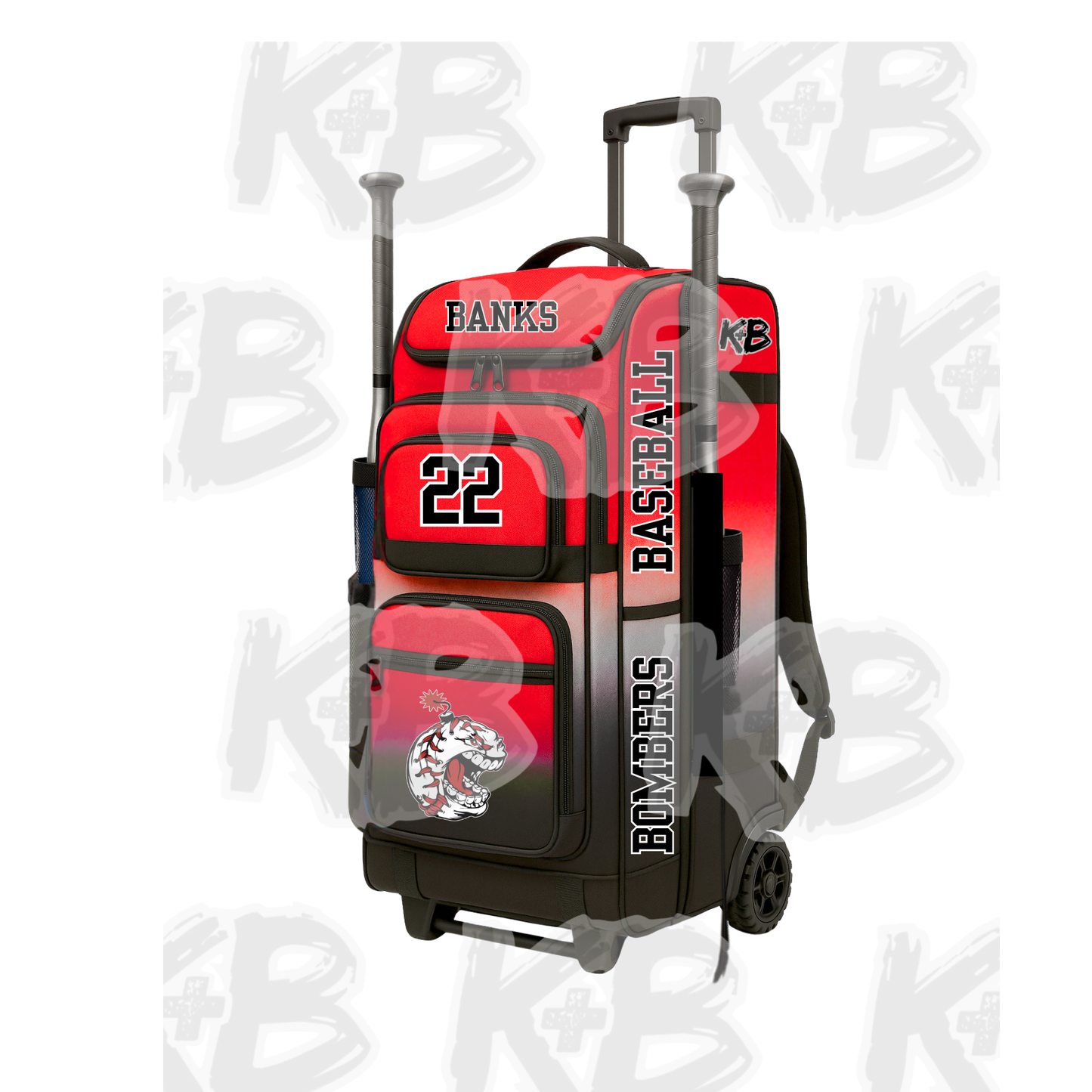 OB bat bag with trolley wheels