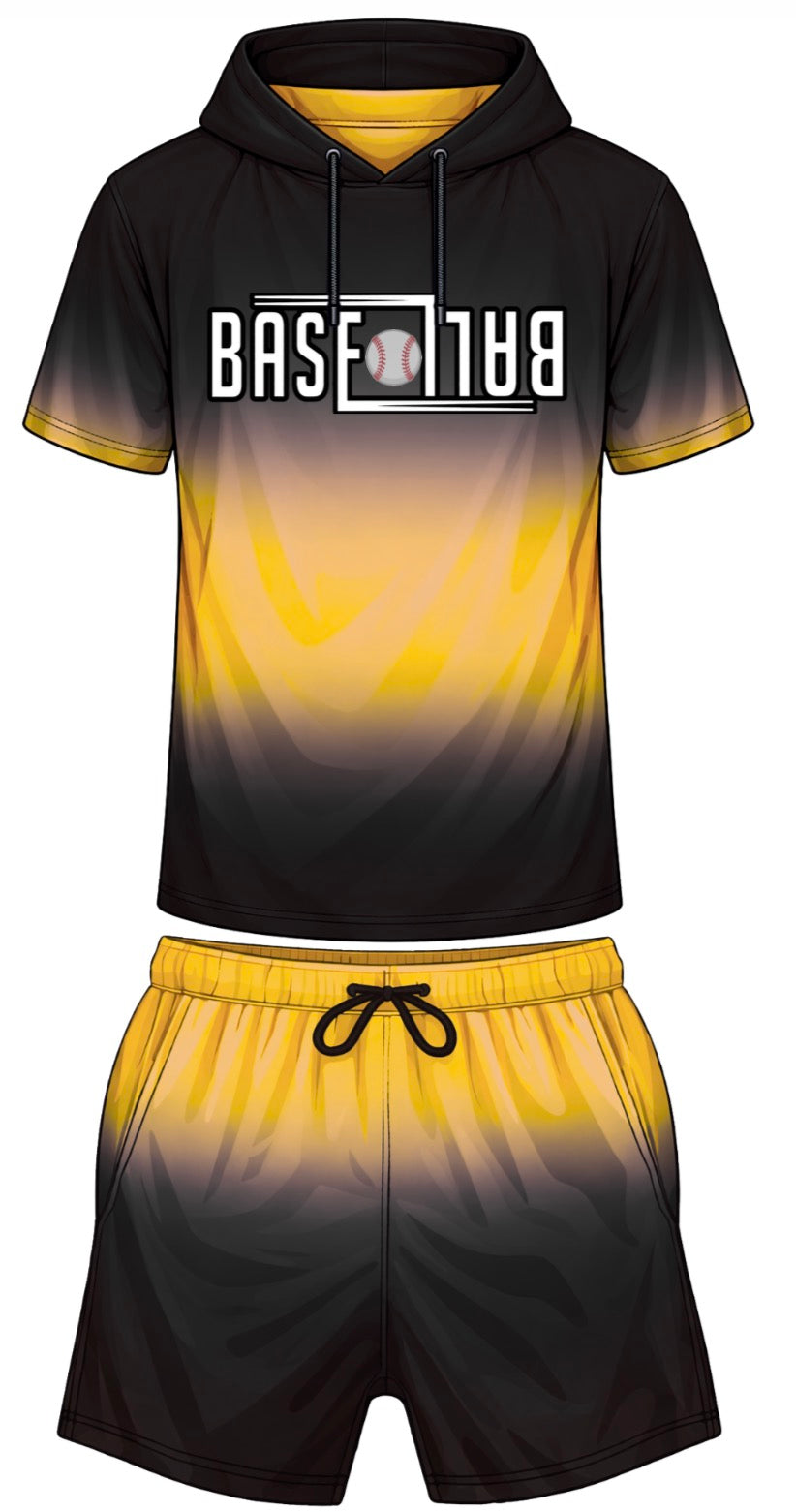 KB hooded black yellow baseball set
