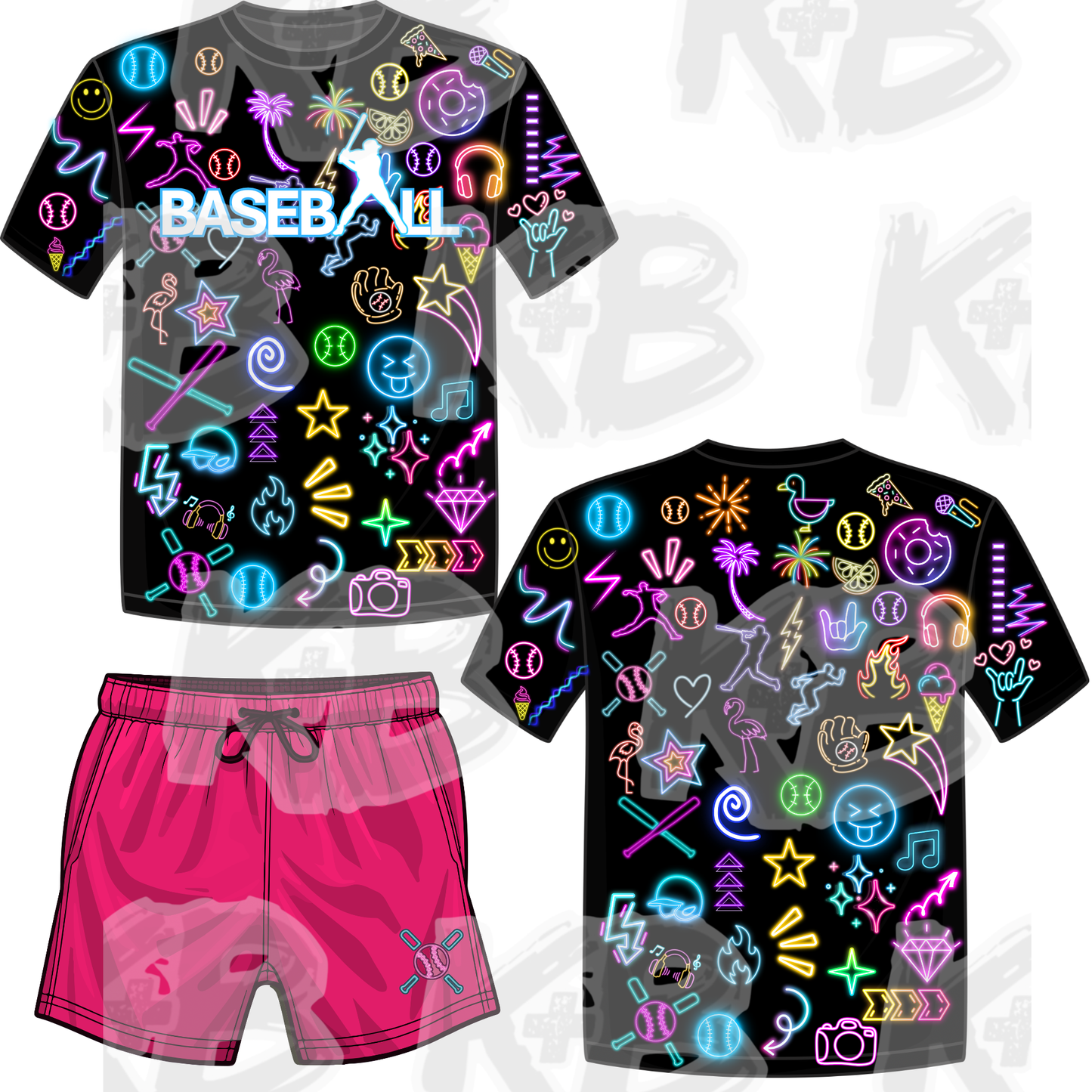 KN set neon logos