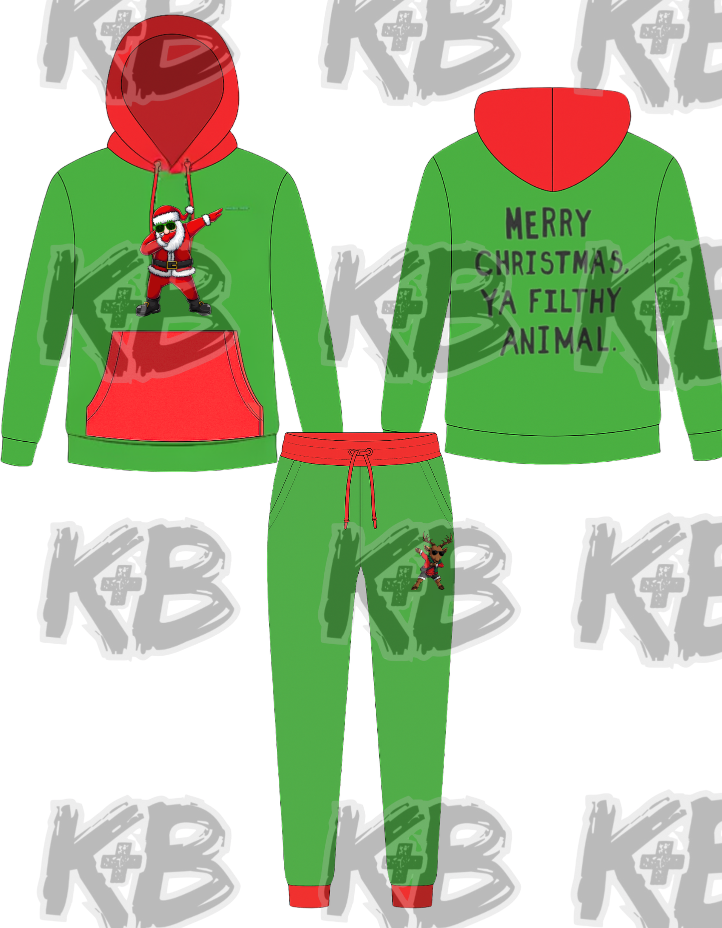 Christmas Hoodie/Jogger Set-Merry Christmas Ya Filthy Animal