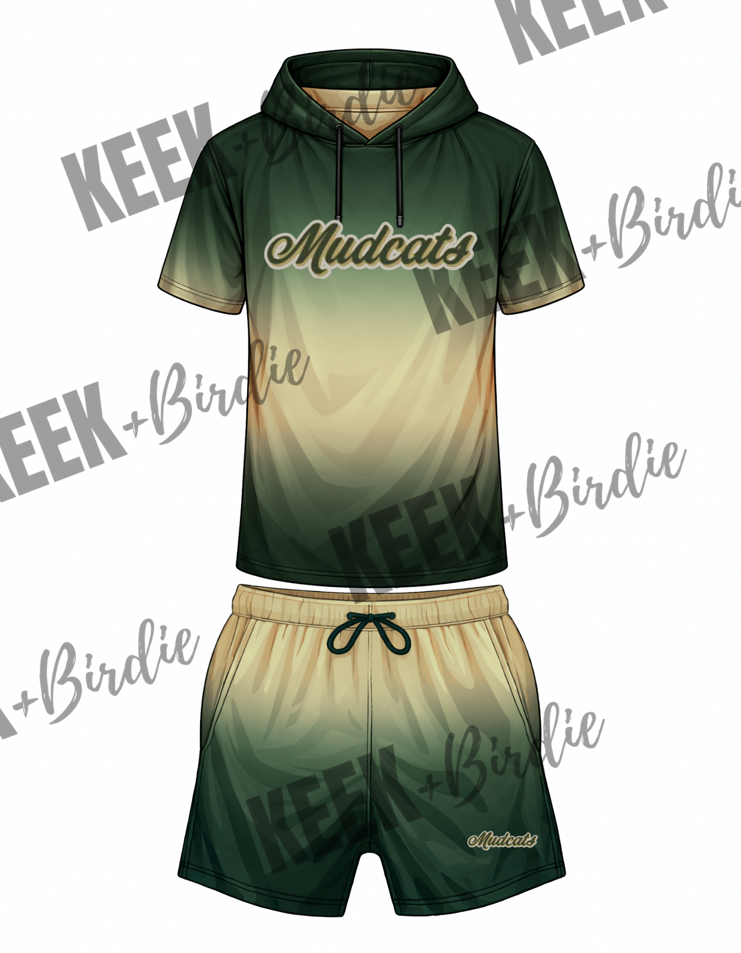 Mudcats Custom Ombre SS Hooded Shirt/Shorts Set