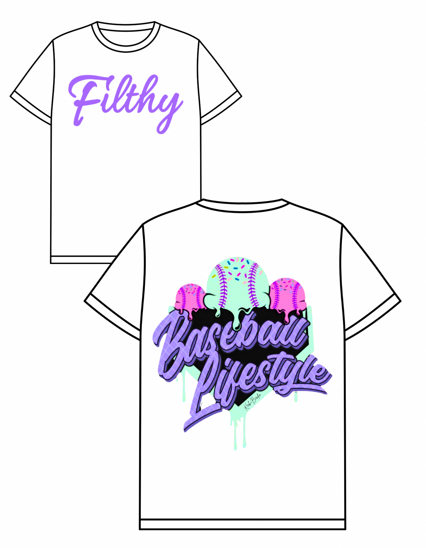 Filthy Baseball (purple/teal/pink)