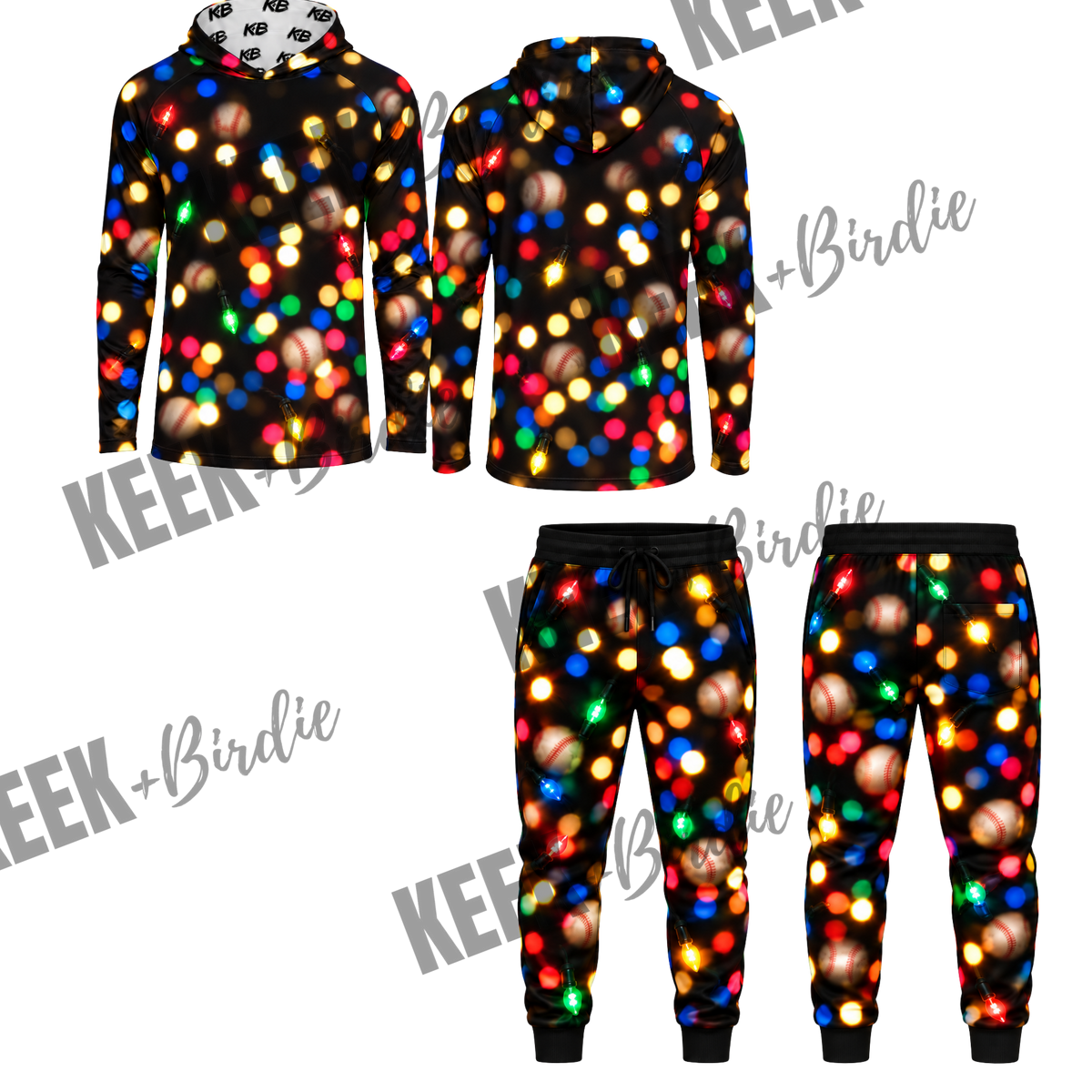 KB set Christmas baseball +light LS hooded shirt+joggers (Copy)