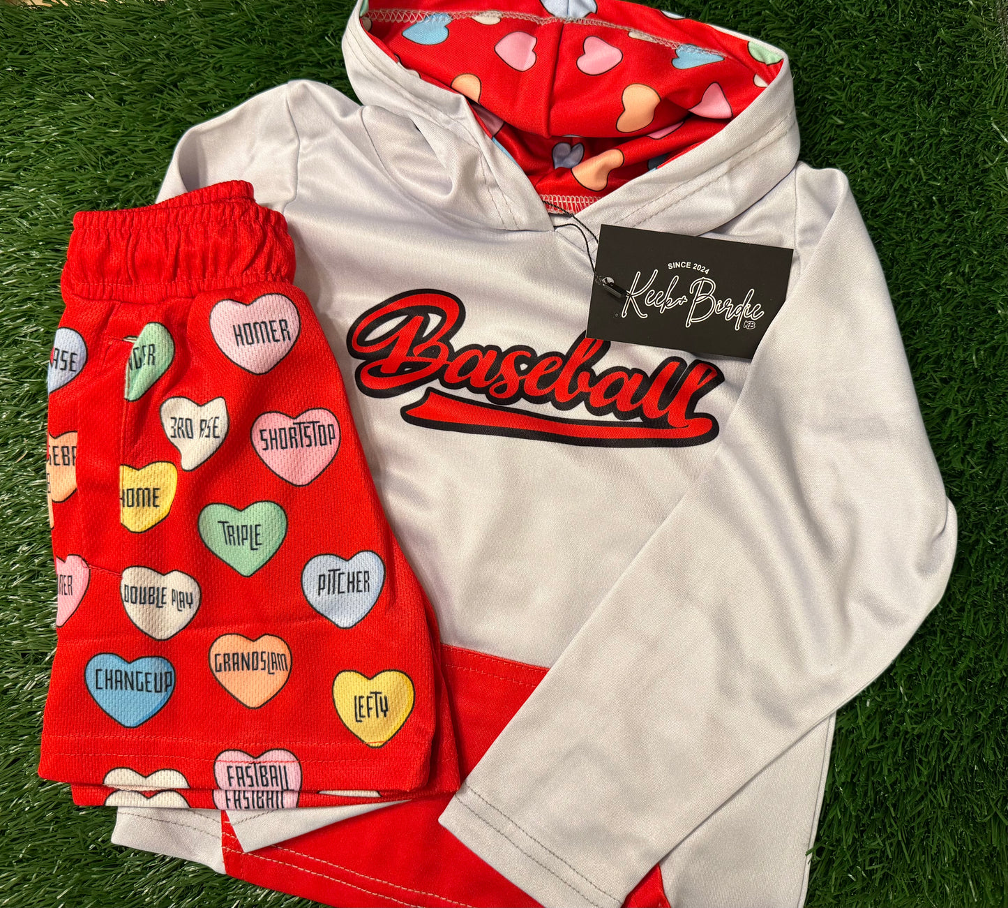 KB Valentines hooded LS shirt+Shorts set