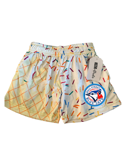 Ball St-multicolor white sprinkle shorts