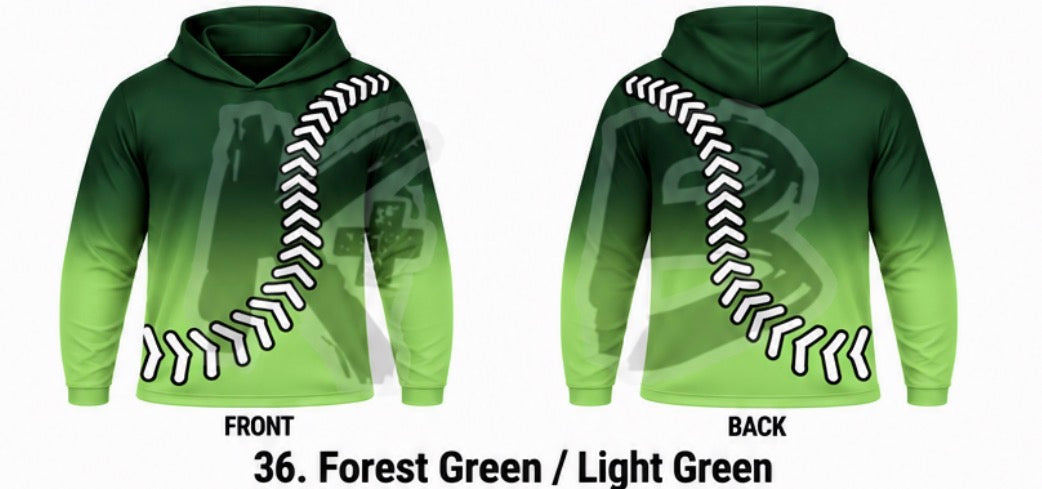 KB ombre baseball seams LS hooded pullover
