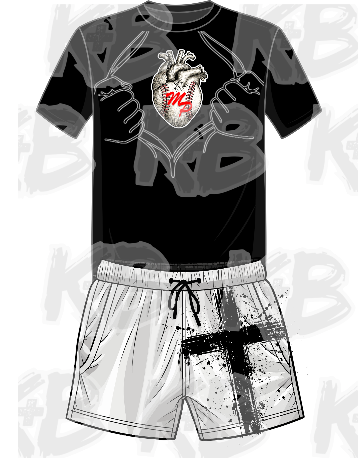 MP Set baseball heart/cross