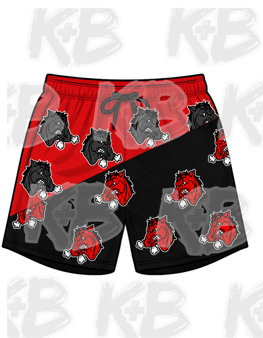 Big Red Shorts red black scatter logo