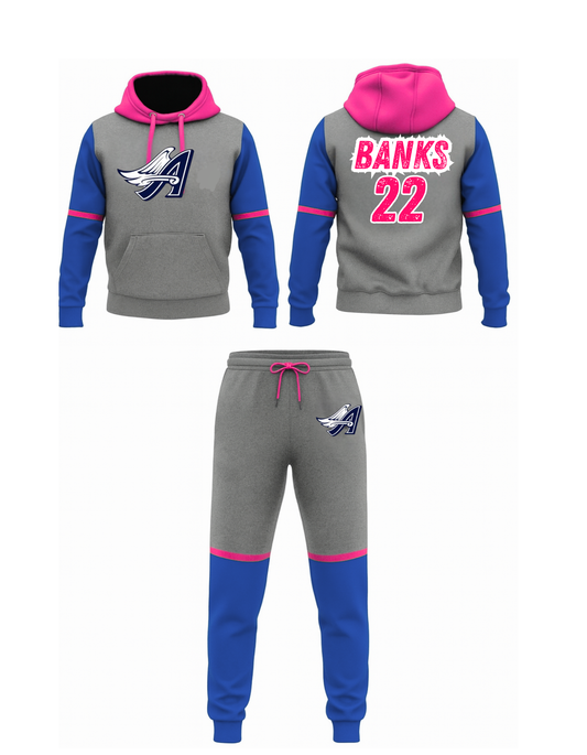 AA hoodie/jogger set royal/pink