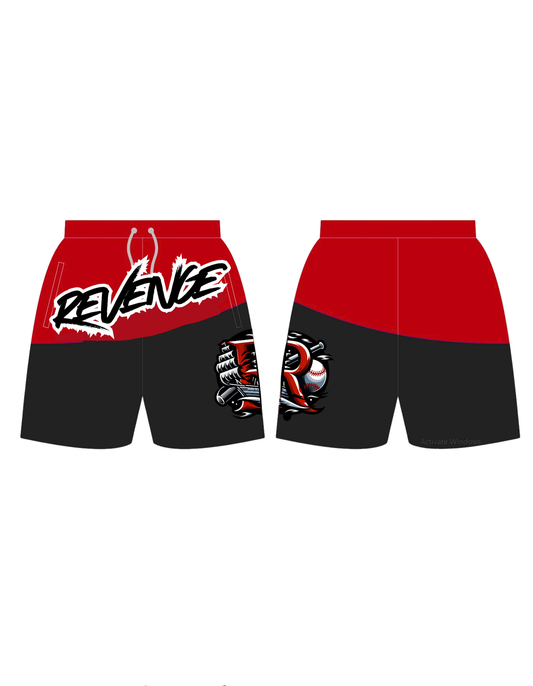 Revenge-black/red slant shorts