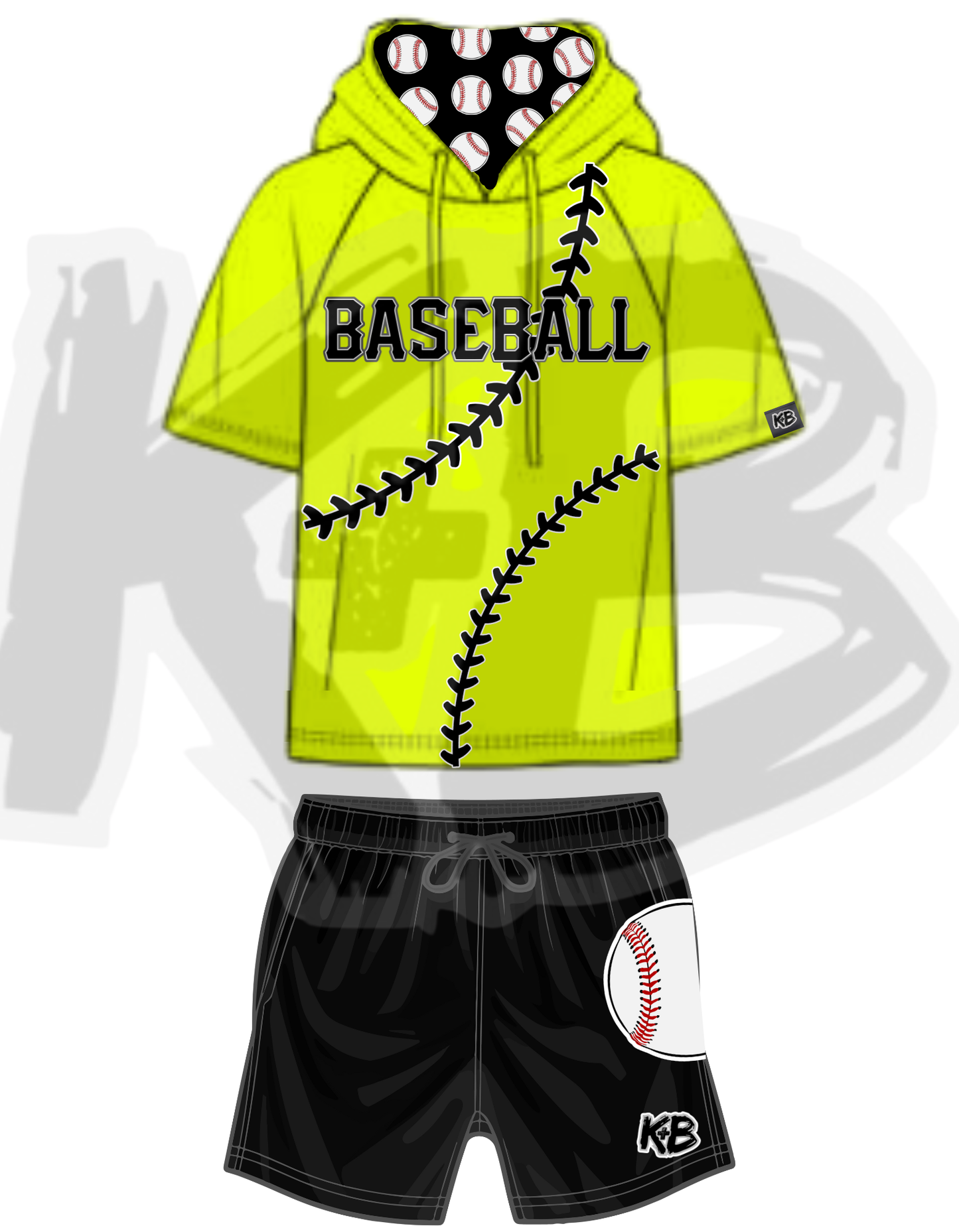 KB Hooded Baseball Tshirt + Shorts Set
