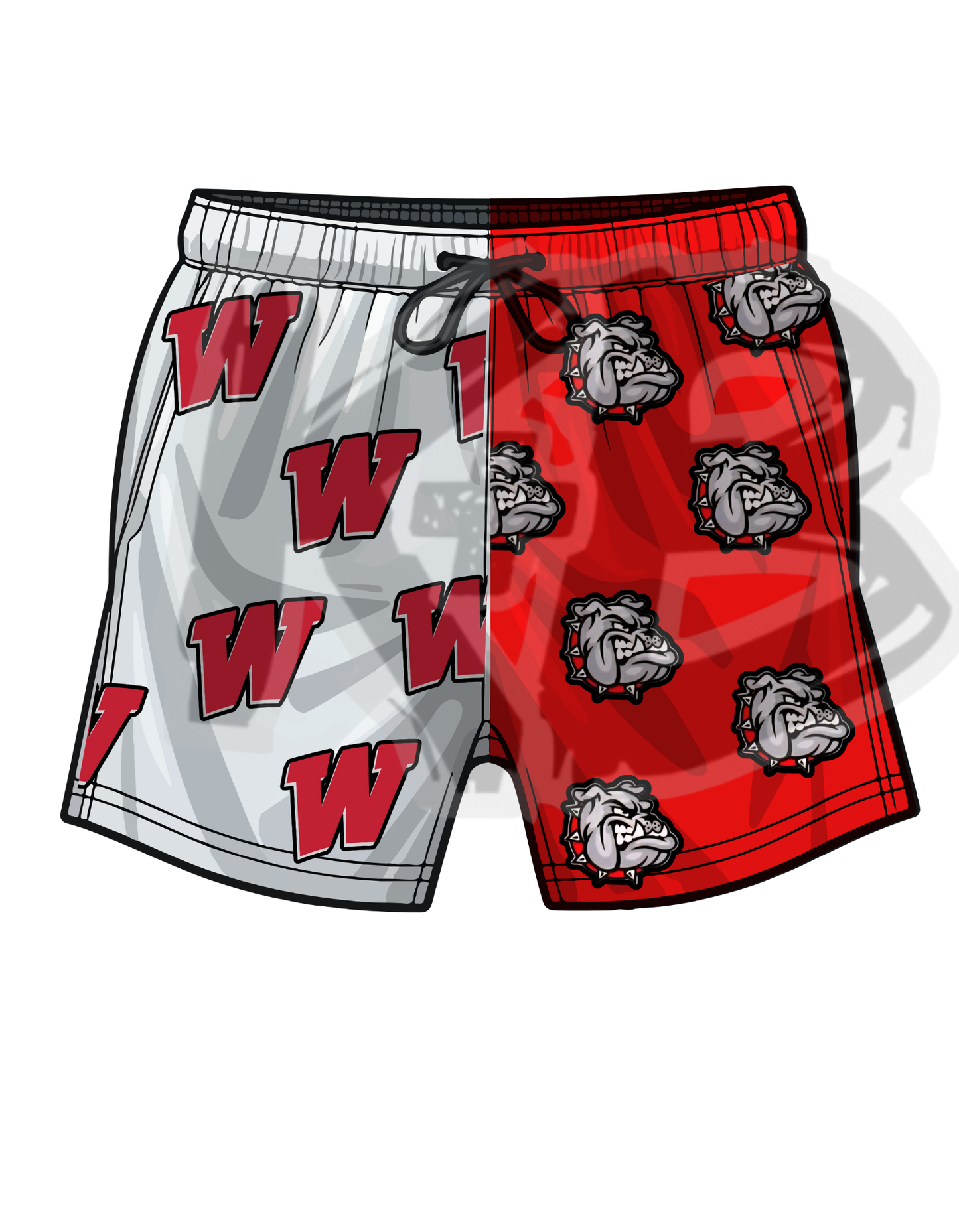 WA shorts white red scatter