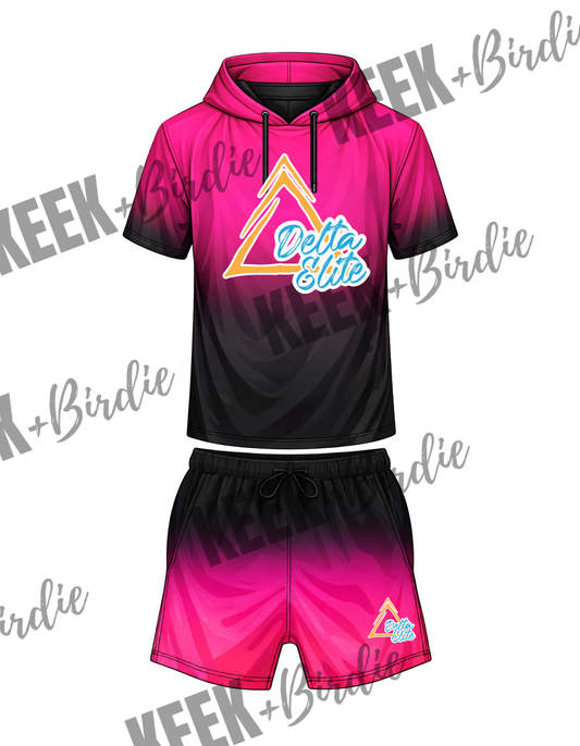 DE SET pink/black ombre ss hooded