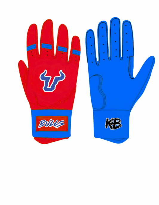 Bulls Custom Batting Gloves Red