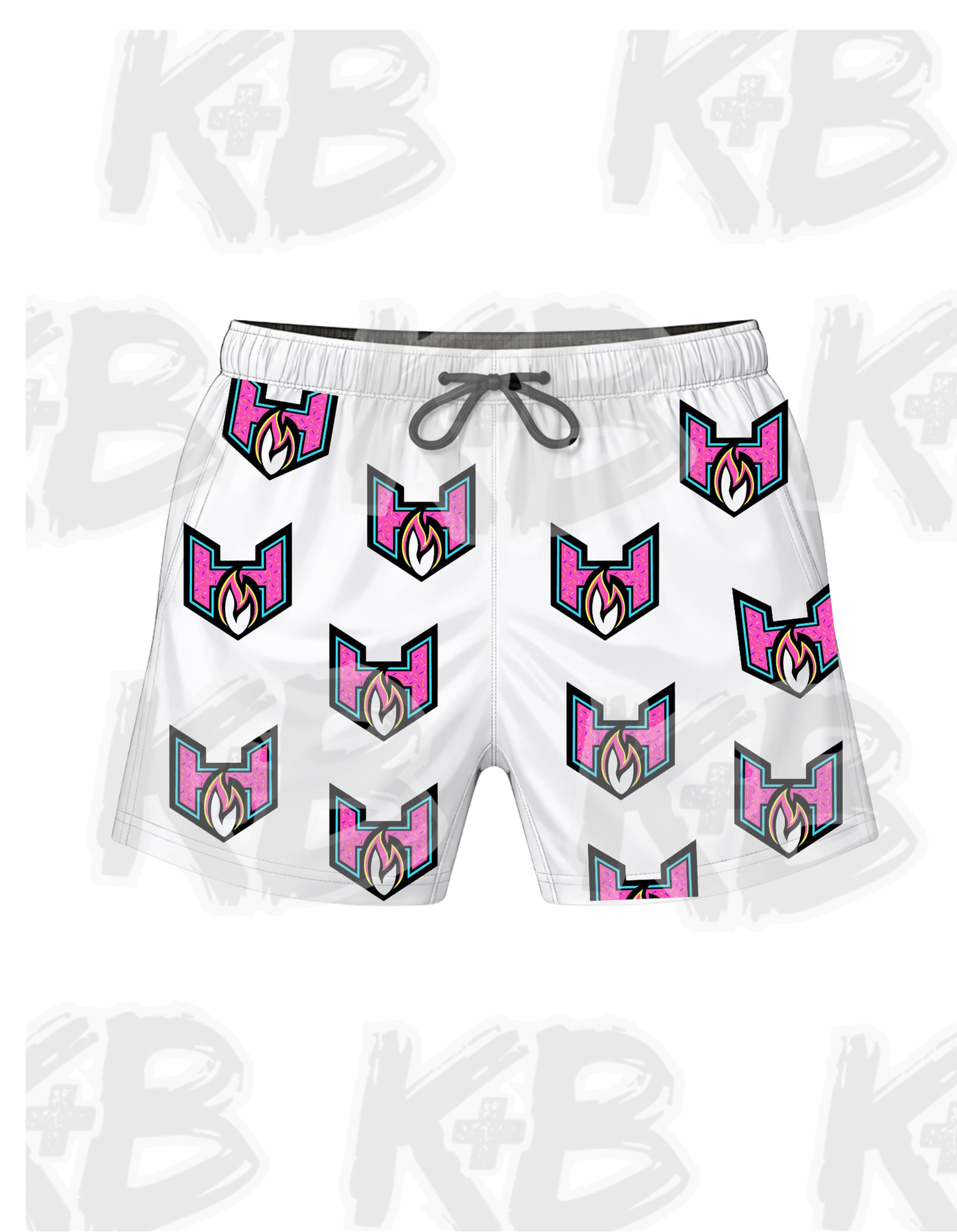 Heat Shorts white scatter pink