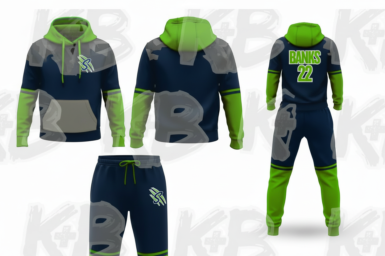 Savage Hoodie/jogger set navy/green