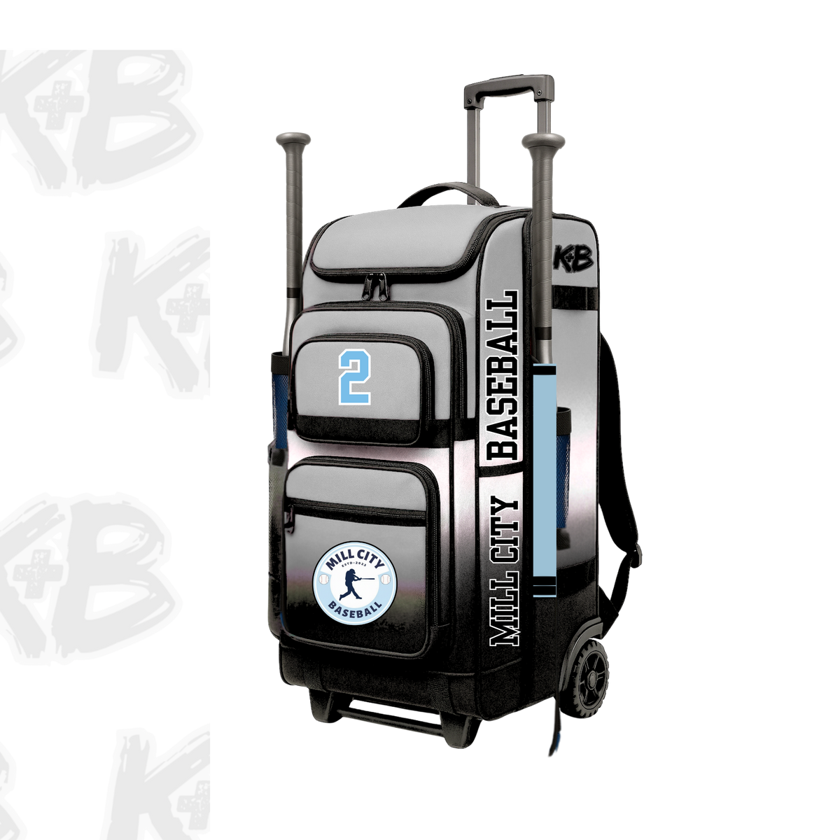 MCR bat bag with trolley wheels