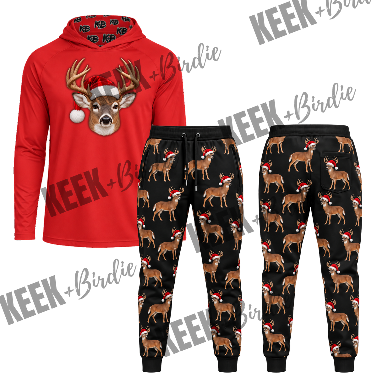 KB set Christmas buck deer LS hooded shirt+joggers
