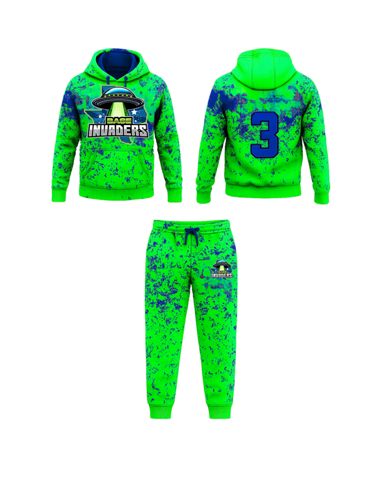 Base Invaders Hoodie/Jogger Set lime/navy