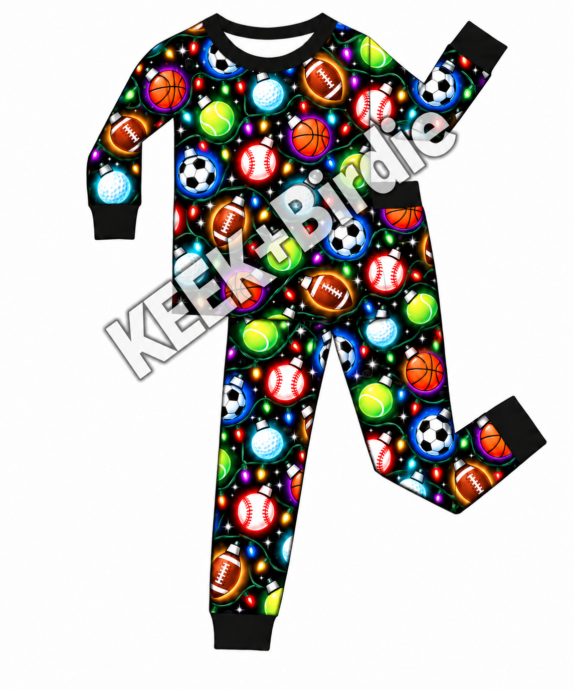 PREORDER: Bamboo Sports Ball Christmas Light PJs