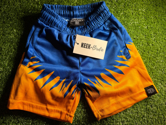 KB Royal blue/gold shorts with spandex liner RTS