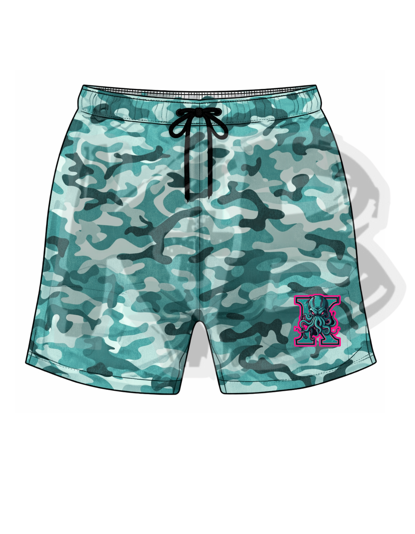 OKK shorts teal camo