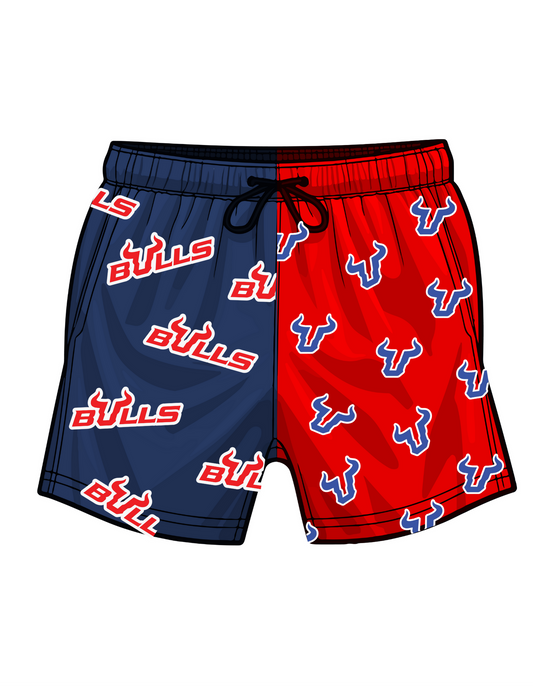 Sumter Bulls-half red/blue shorts