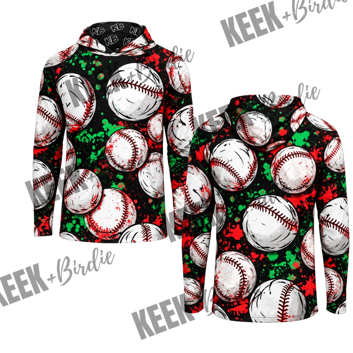 KB LS hooded pullover baseball splatter