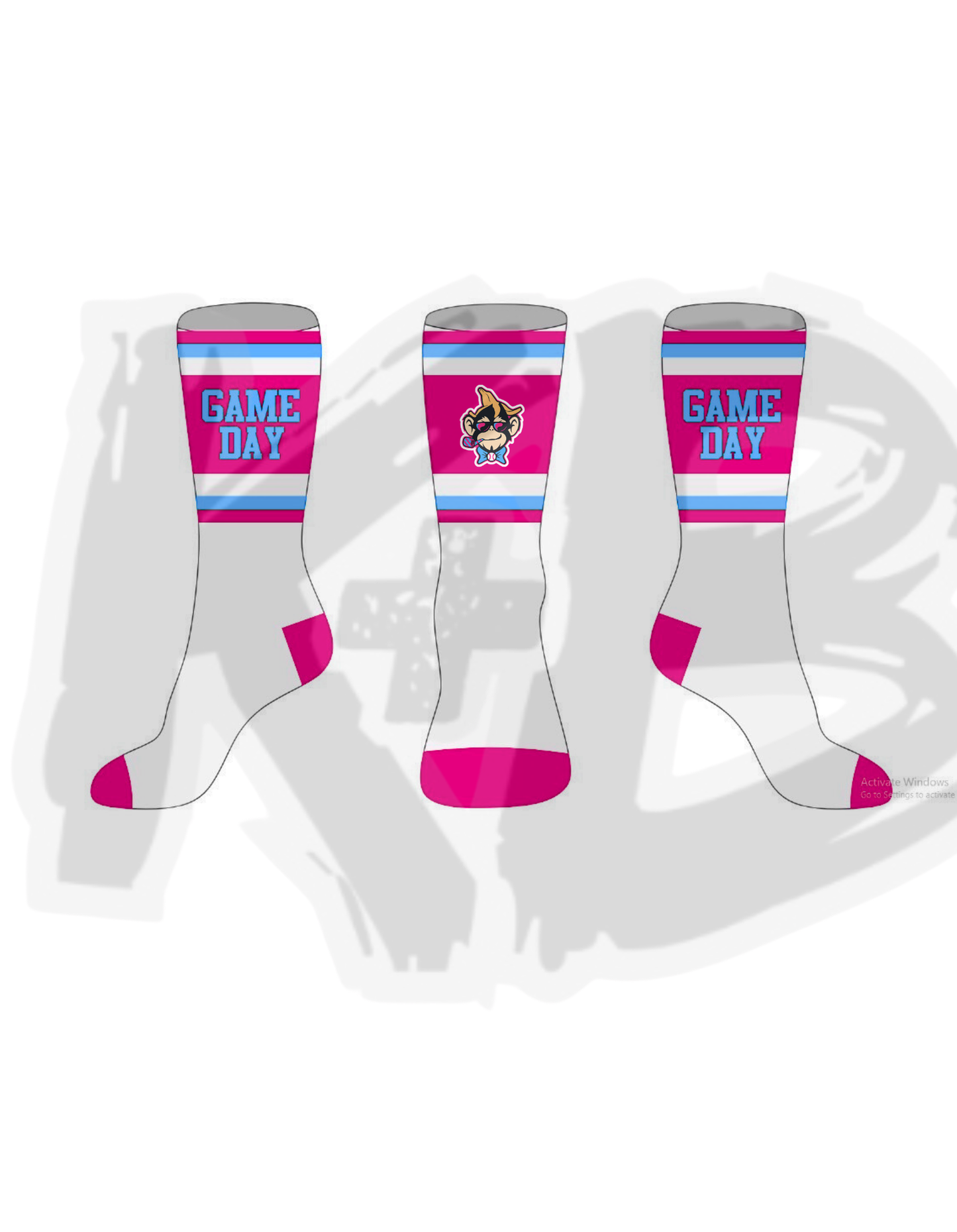 Party Animals Mid pink Game Day Socks