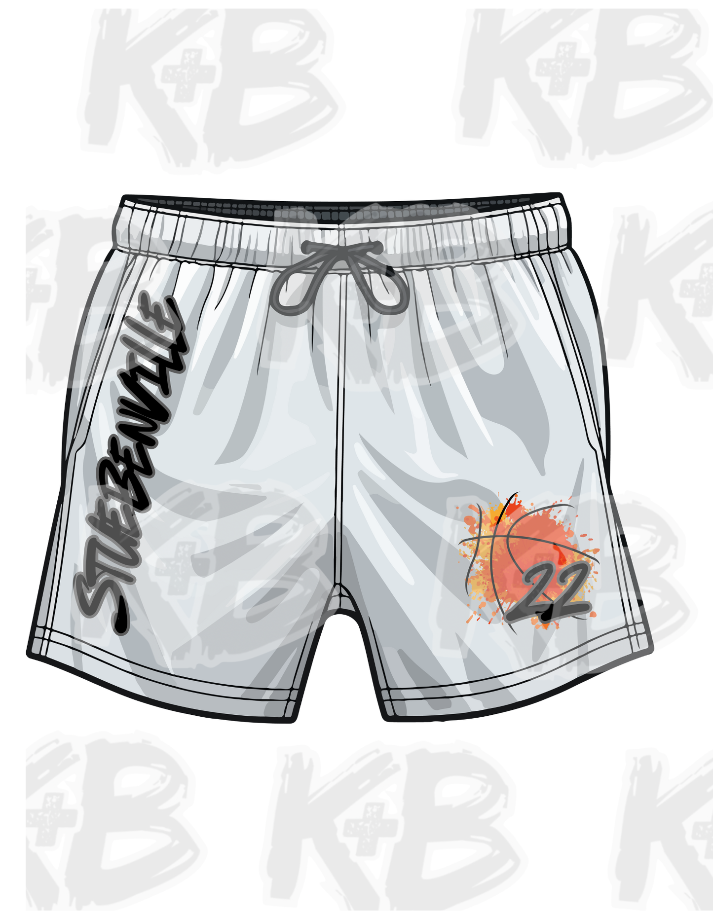 Big Red Shorts basketball splatter with number