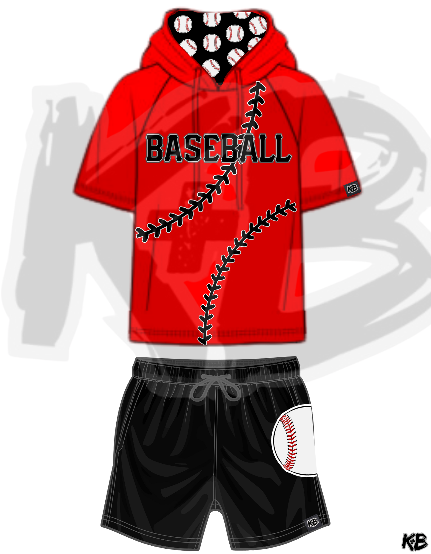 KB Hooded Baseball Tshirt + Shorts Set