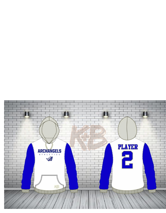 AA hoodie/royal&white