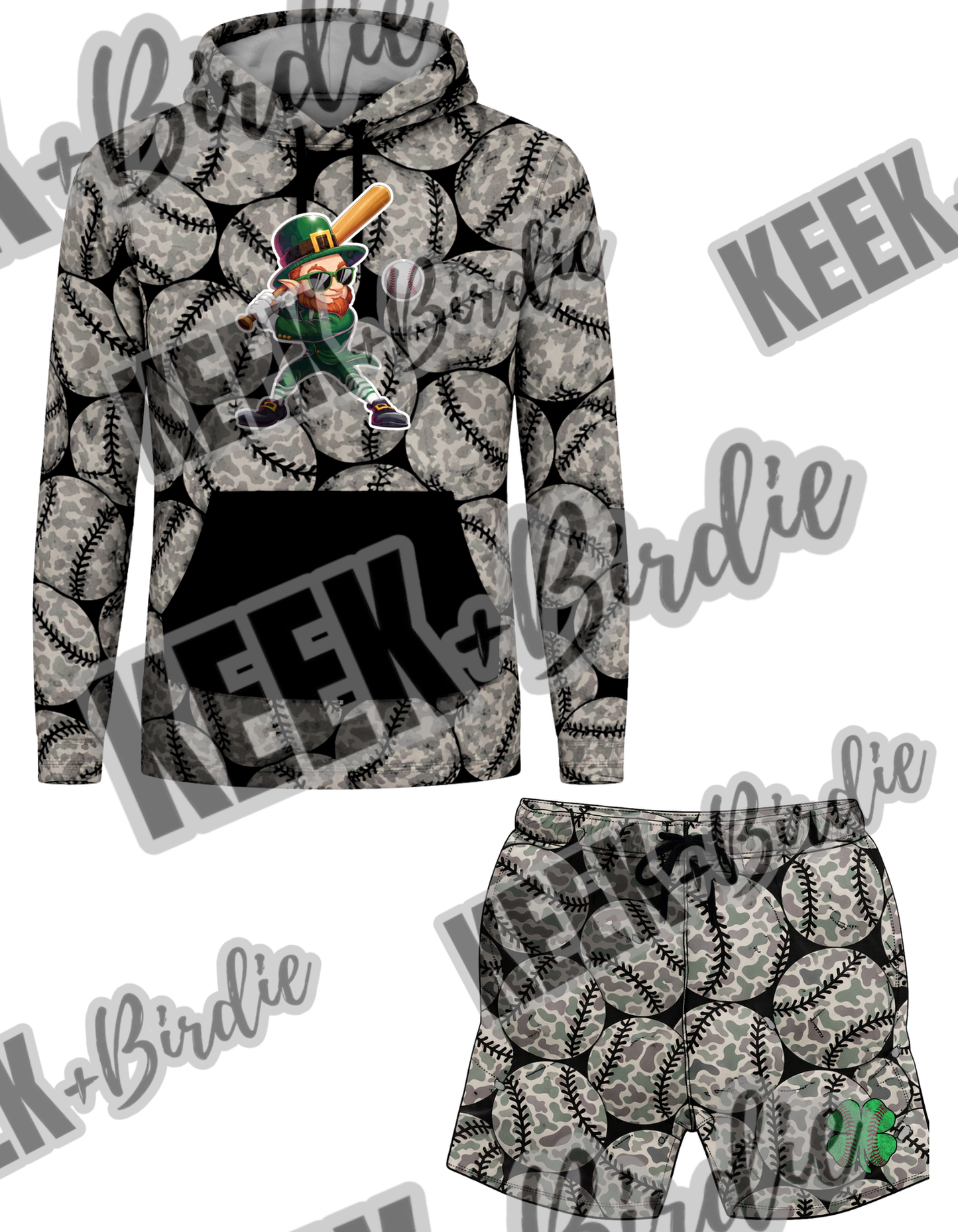 KB St Pats Set LS camo Baseball leprechaun