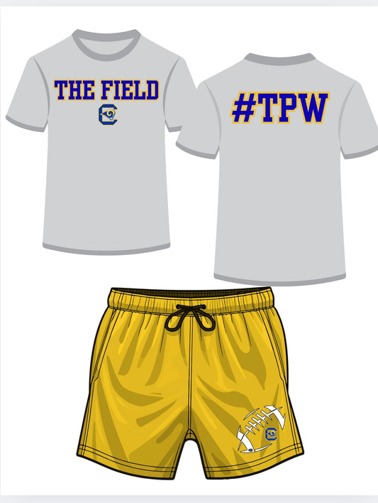Chesterfield Football “The Field”/“TPW”/Gold mesh shorts