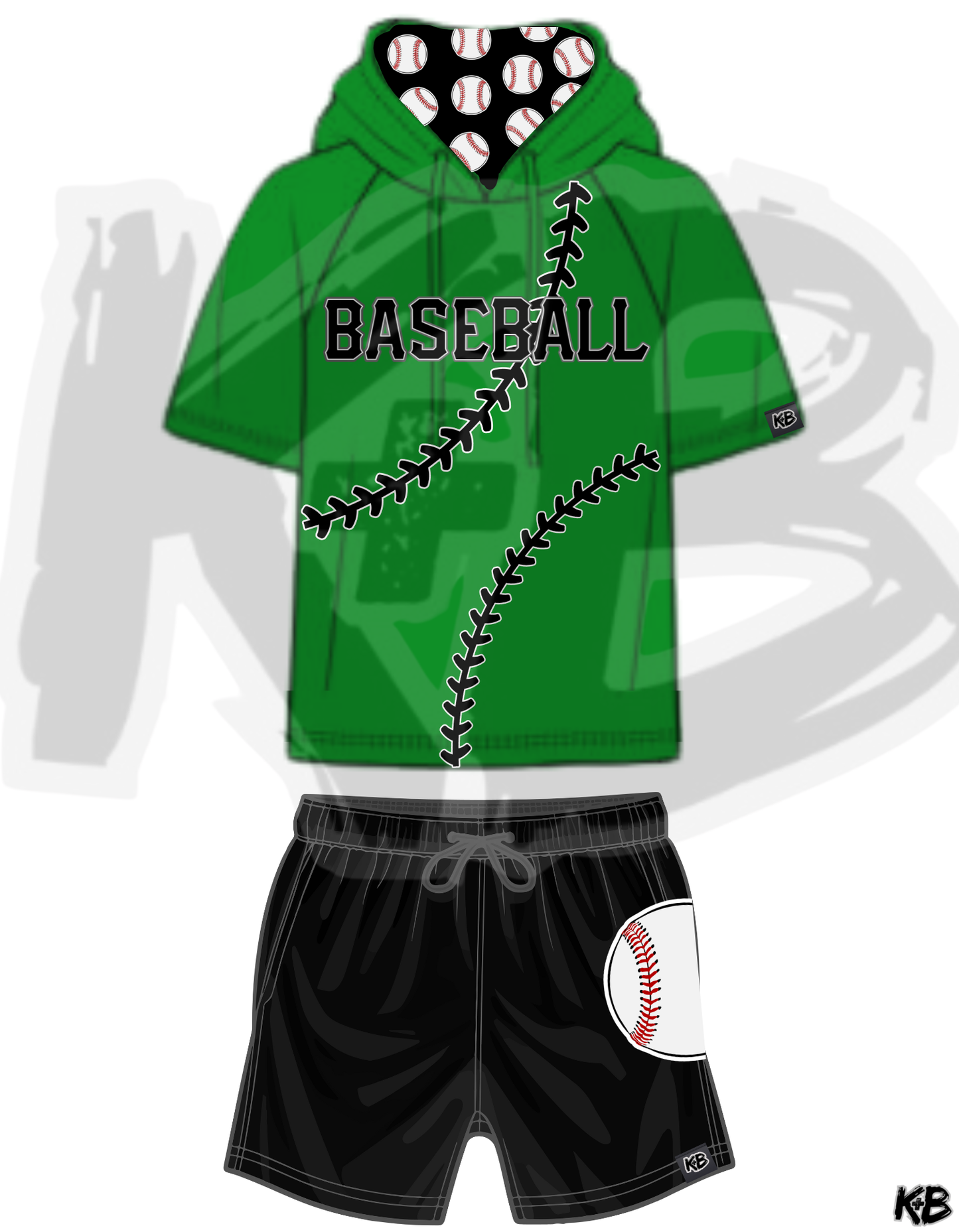 KB Hooded Baseball Tshirt + Shorts Set