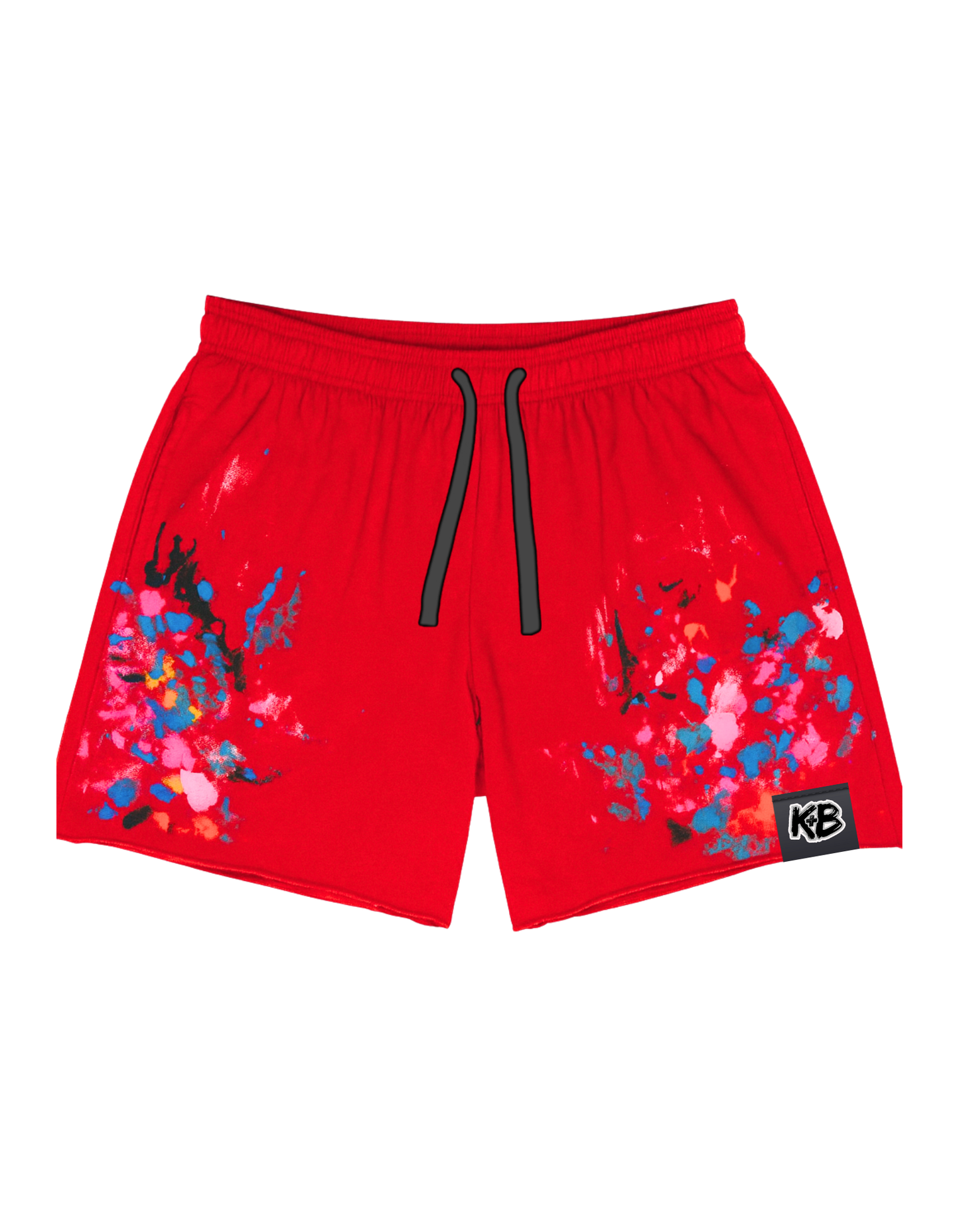 KB shorts red finger paint