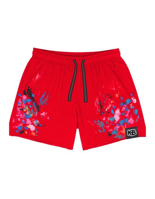 KB shorts red finger paint