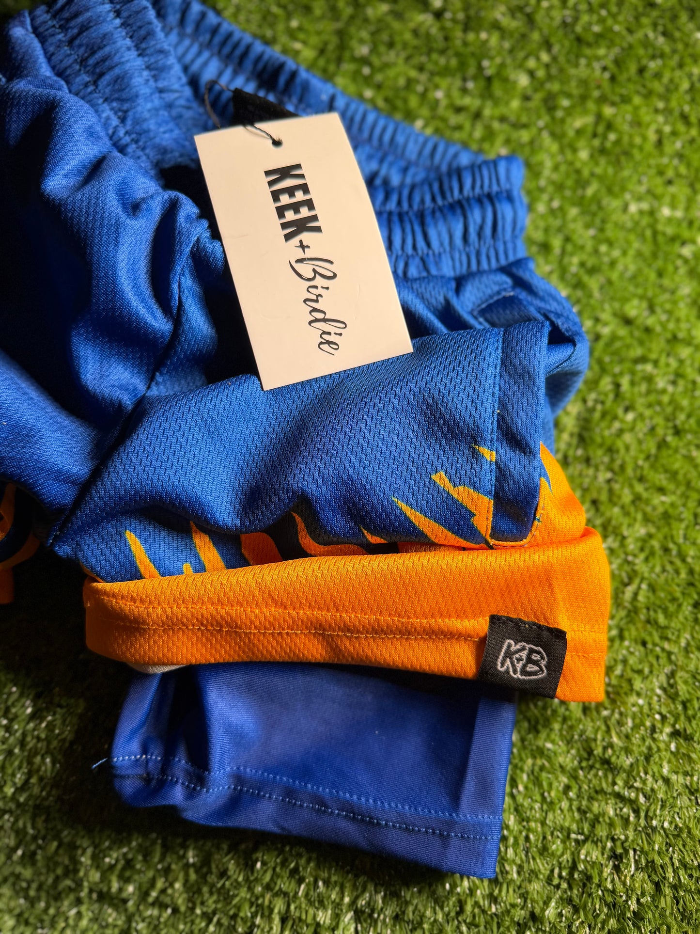 KB Royal blue/gold shorts with spandex liner RTS