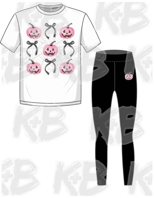 Pink Pumpkin/Bow Halloween Set