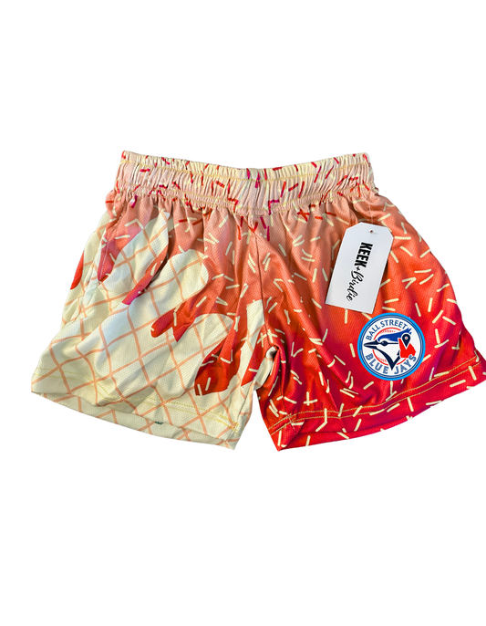 Ball St-red ice cream shorts blue