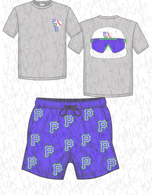 PP Prime Sunglasses/Hat & Scatter P Shorts Set